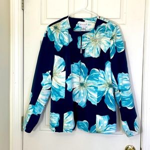 Navy Blue Floral Jacket One Of Kind  Size XL